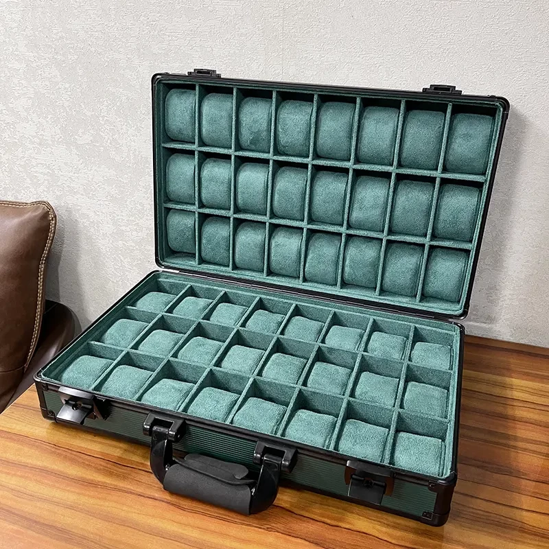 48 Slots Dark Green High Materials Double Side Watch Organizer Box And Gift Case